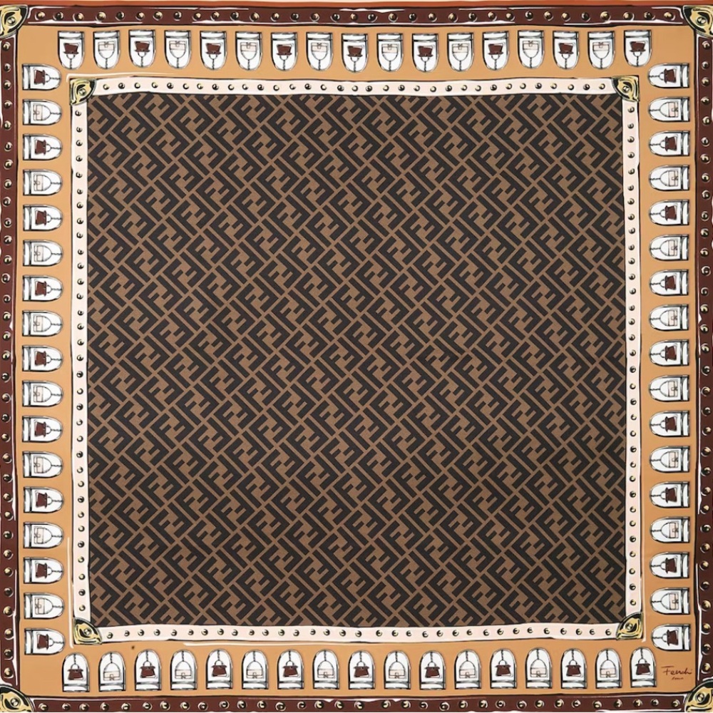 Fendi Brown silk foulard